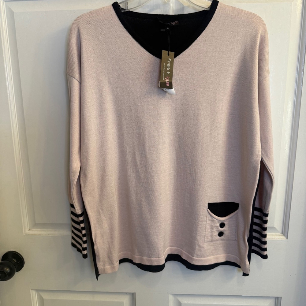 Women's French Kyss Sweater Size S Pink Black